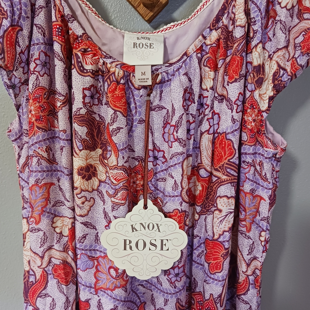 Knox Rose Flutter Sleeve Midi Boho Purple Haze Floral Dress Size Med - Picture 4 of 9